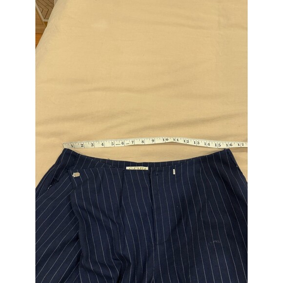 Saemdi Womens Navy L Pinstripe Overlapping Twill Free People Wide Leg Pants - Picture 6 of 11